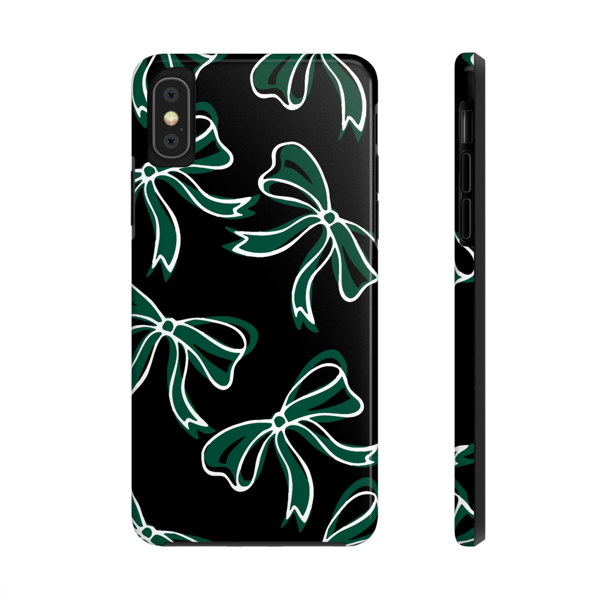 Trendy Bow Phone Case, Bed Party Bow Iphone case, Bow Phone Case, - Michigan State, Spartans, BING, green and white