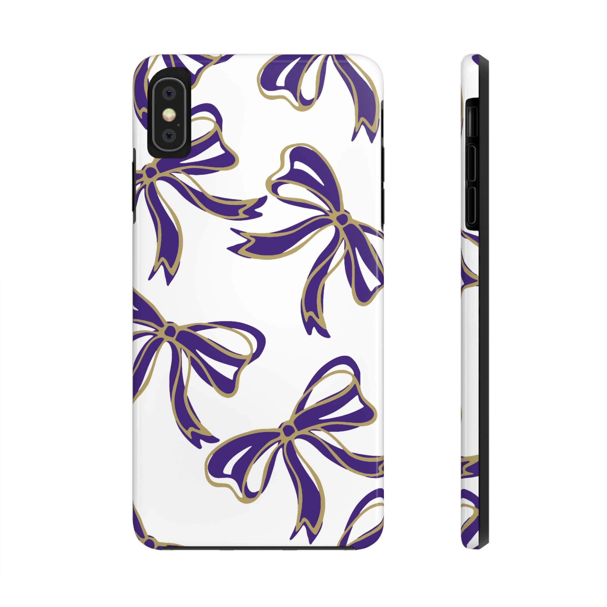 Copy of Trendy Bow Phone Case, Bed Party Bow Iphone case, Bow Phone Case, College Case, Bow Gifts - James Madison - JMU Dukes - Purple and Gold