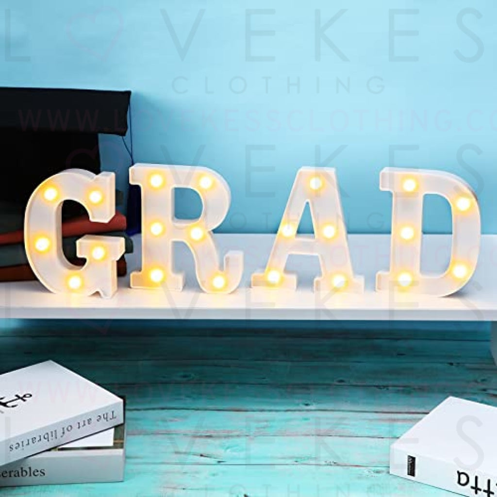 Demissle 4 Grad 2023 LED Marquee Letter Lights Sign Graduation Party Decorations 2023 Grad Light Up Marquee Sign for Room Decor Graduation Party Supplies, Battery Operated (White)