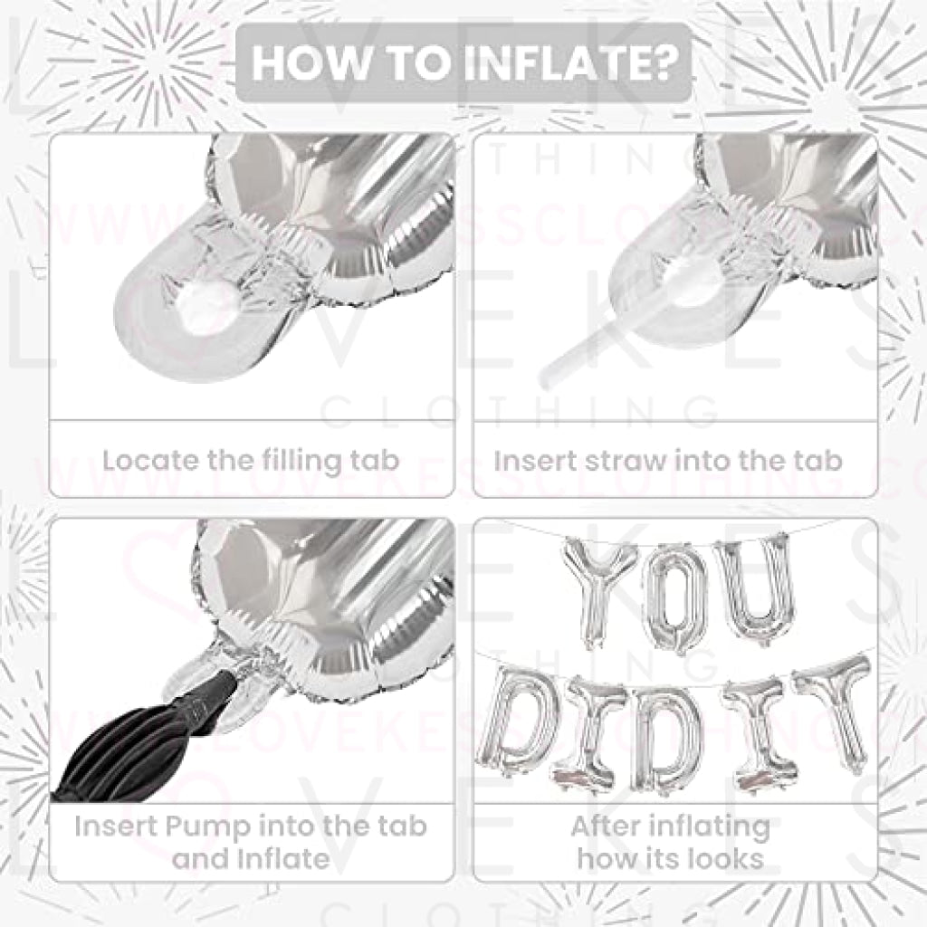 KatchOn, Silver You Did It Balloon Banner - 16 Inch, Silver Graduation Banner | Graduation Balloons 2023, Graduation Decorations Class of 2023 | Congrats Grad Banner, Graduation Party Supplies 2023