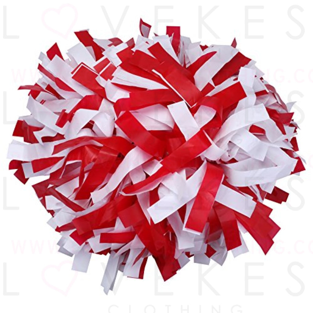 ICObuty Plastic Cheerleading Pom pom 6 inch 1 Pair(Red-White)