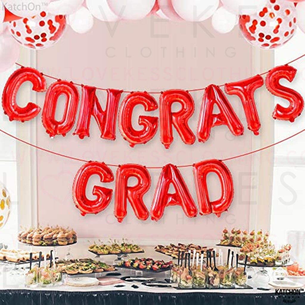 KatchOn, Red Congrats Grad Balloons Banner?- 16 Inch, Graduation Balloon Red | Congrats Grad Banner, Graduation Decorations Class of 2023 | Congrats Balloon Banner | Graduation Party Decorations 2023