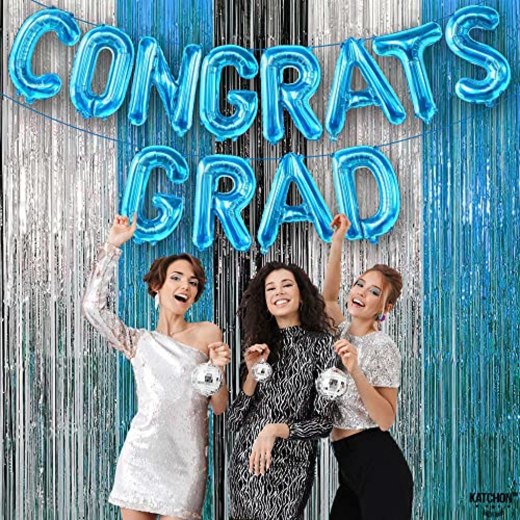 KatchOn, Congrats Grad Balloons Blue - 16 Inch | Congrats Balloons for Graduation Party Decorations 2023 | Congratulations Balloons for Blue Graduation Decorations Class of 2023 | Graduation Balloons