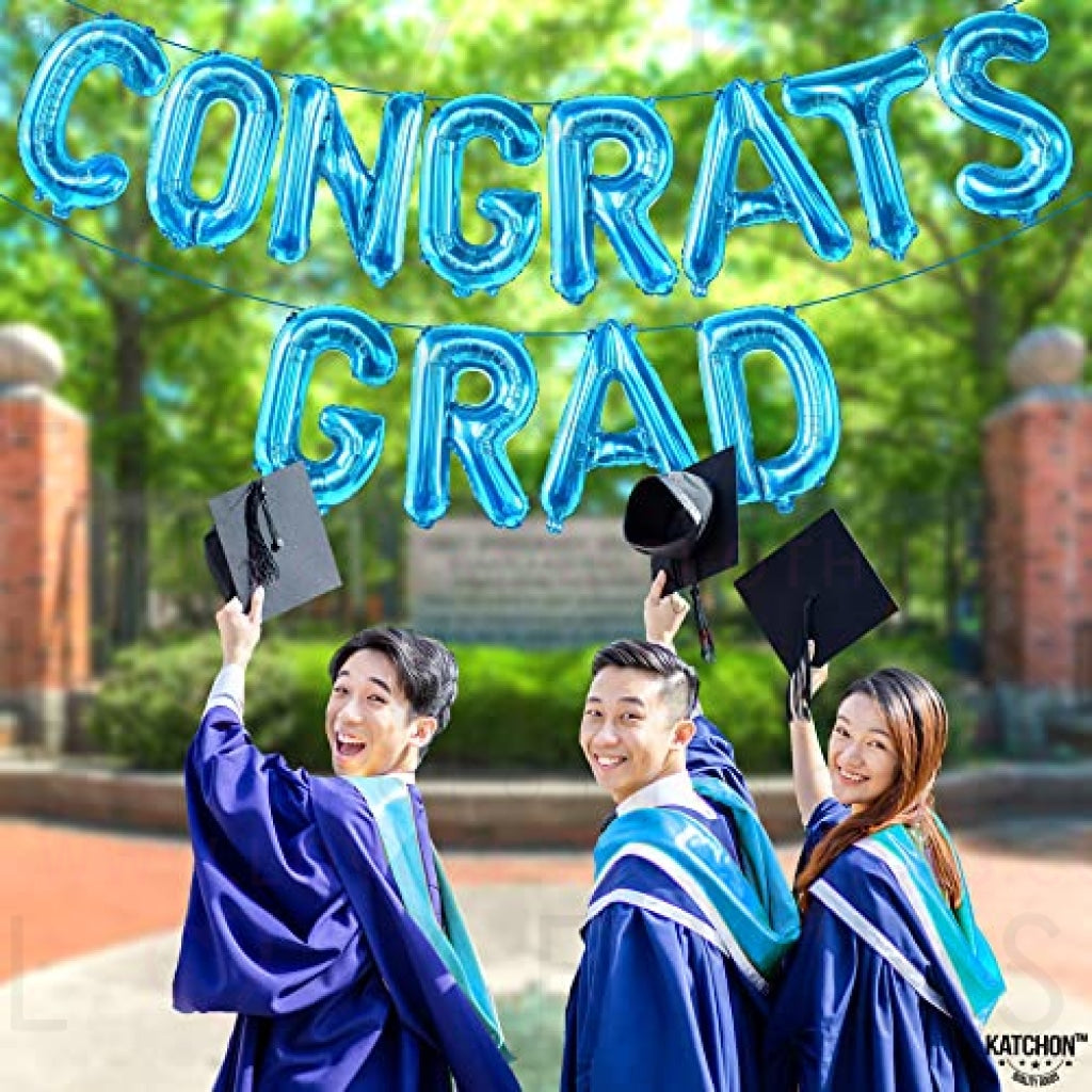 KatchOn, Congrats Grad Balloons Blue - 16 Inch | Congrats Balloons for Graduation Party Decorations 2023 | Congratulations Balloons for Blue Graduation Decorations Class of 2023 | Graduation Balloons