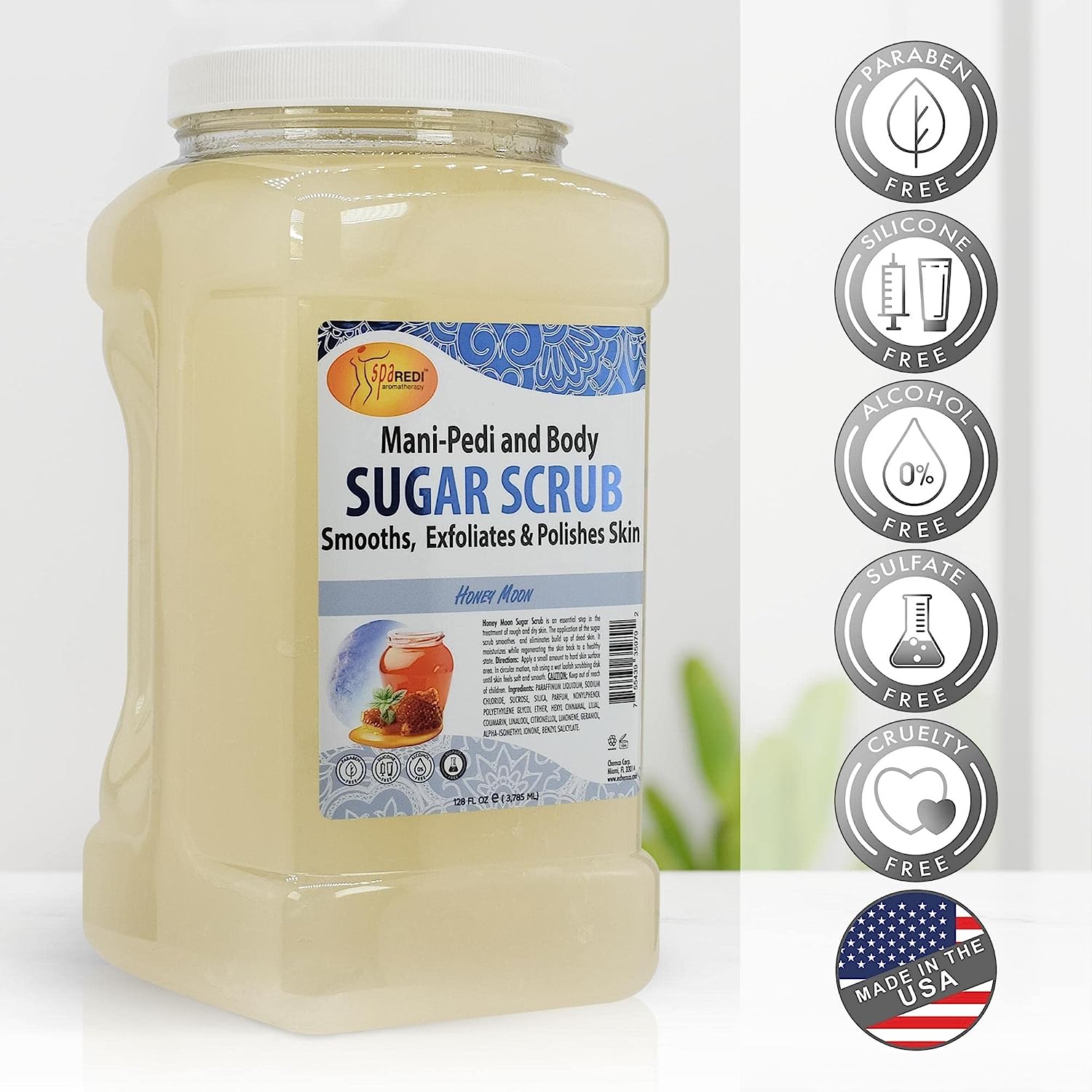 Sugar Scrub Glow Milk & Honey Aroma, 128oz by Spa Redi