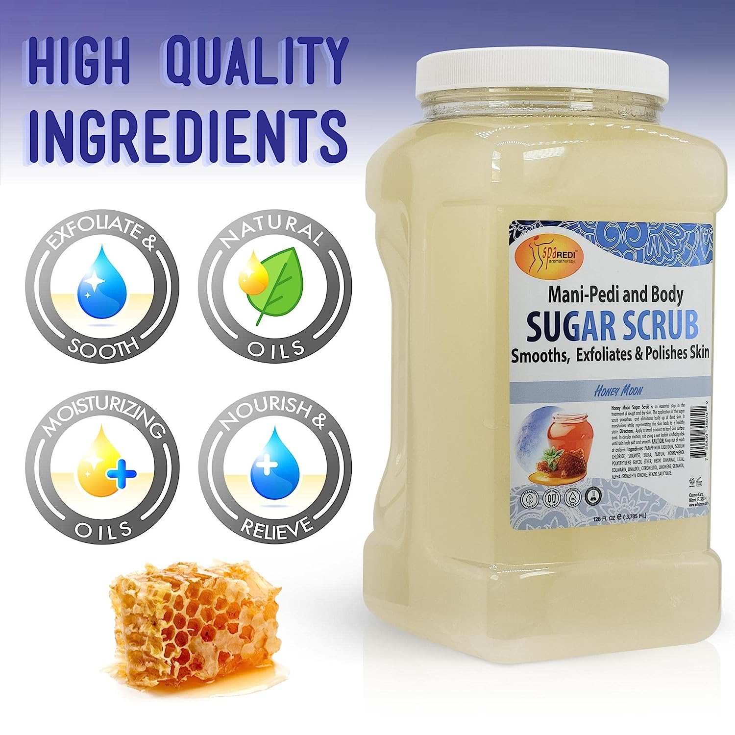 Sugar Scrub Glow Milk & Honey Aroma, 128oz by Spa Redi