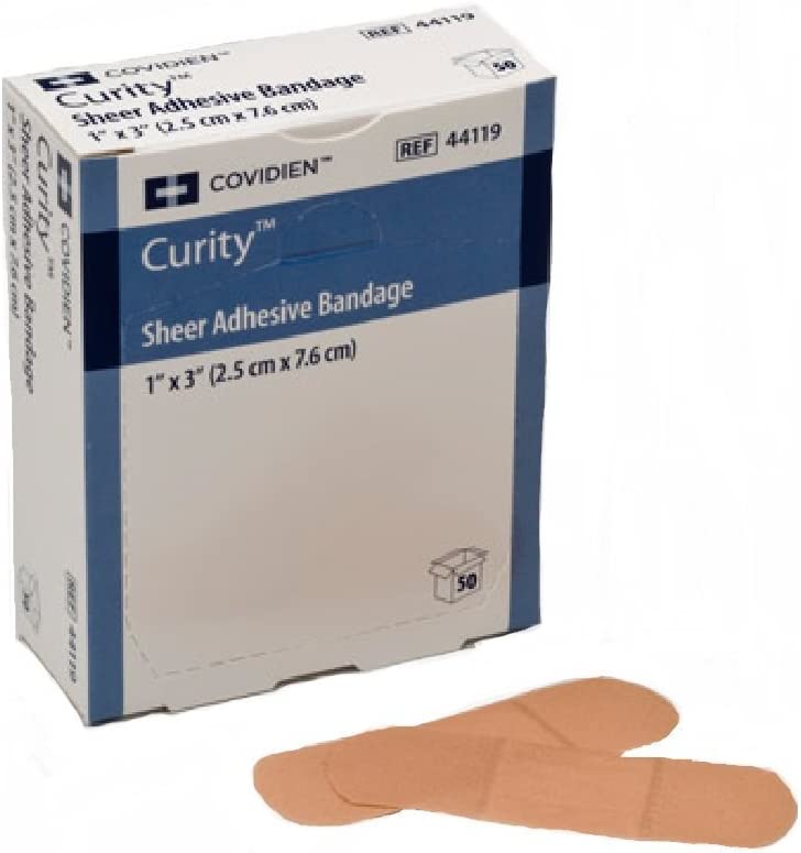 Covidien Cardinal Curity 44119 - Adhesive Strip, Plastic, Sterile, Rectangle Shape, Sheer - 7/8