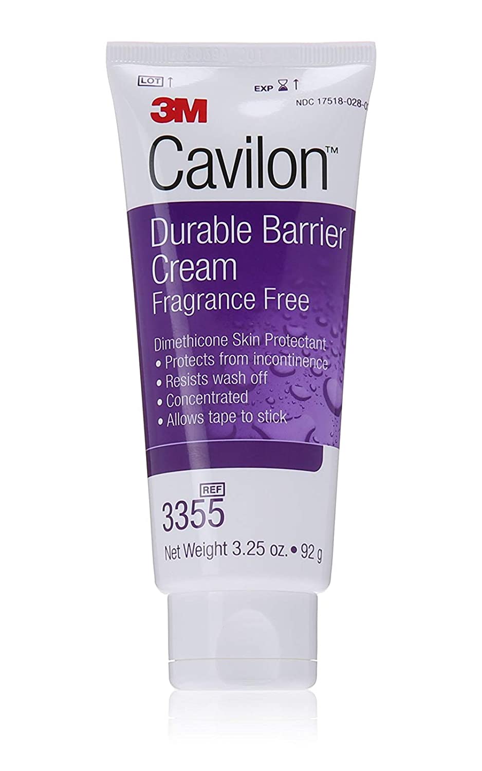 3M Cavilon Durable Barrier Cream 3355 - Skin Protectant Cream, Fragrance-Free, Hypoallergenic, Tube - 3.25 oz, Pack of 2