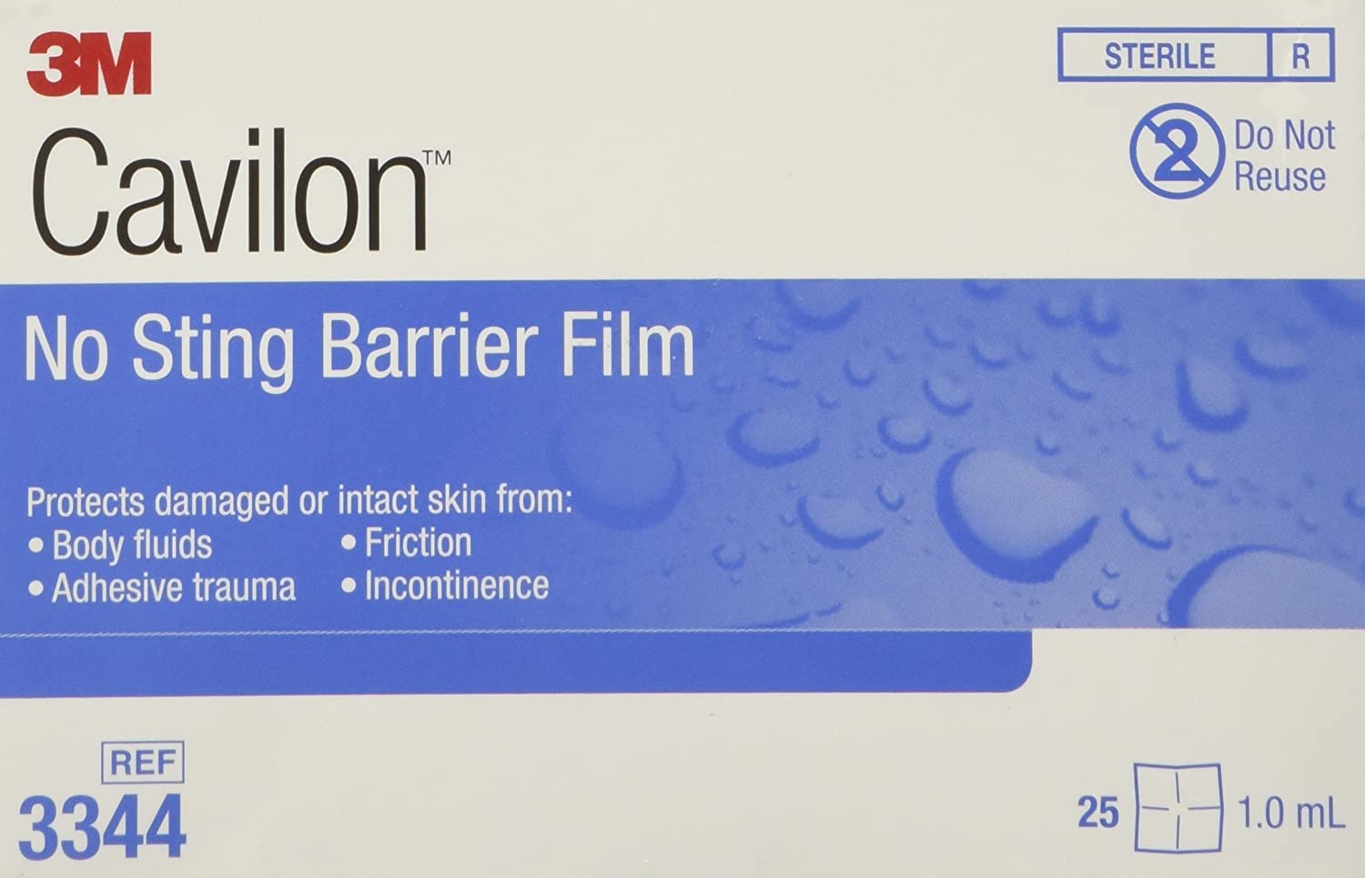3M Cavilon No-sting Barrier Film 3344 - Transparent Barrier Film, Alcohol-Free, Hypoallergenic Wipes - 1 ml, Box of 25