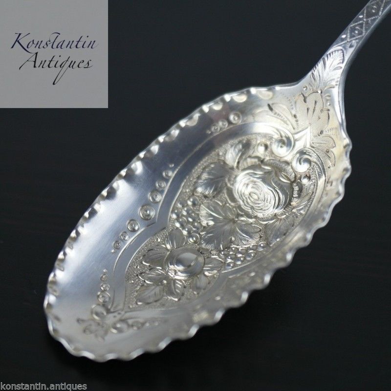 Antique 1903 sterling silver berry spoon Birmingham Nora Victorian