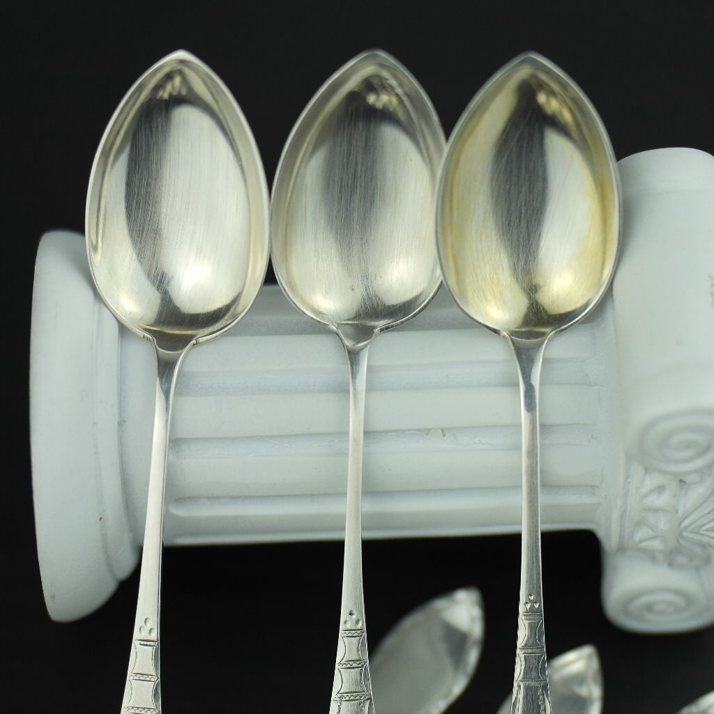 Antique set of six solid silver spoons 830s Scandinavian style Norway