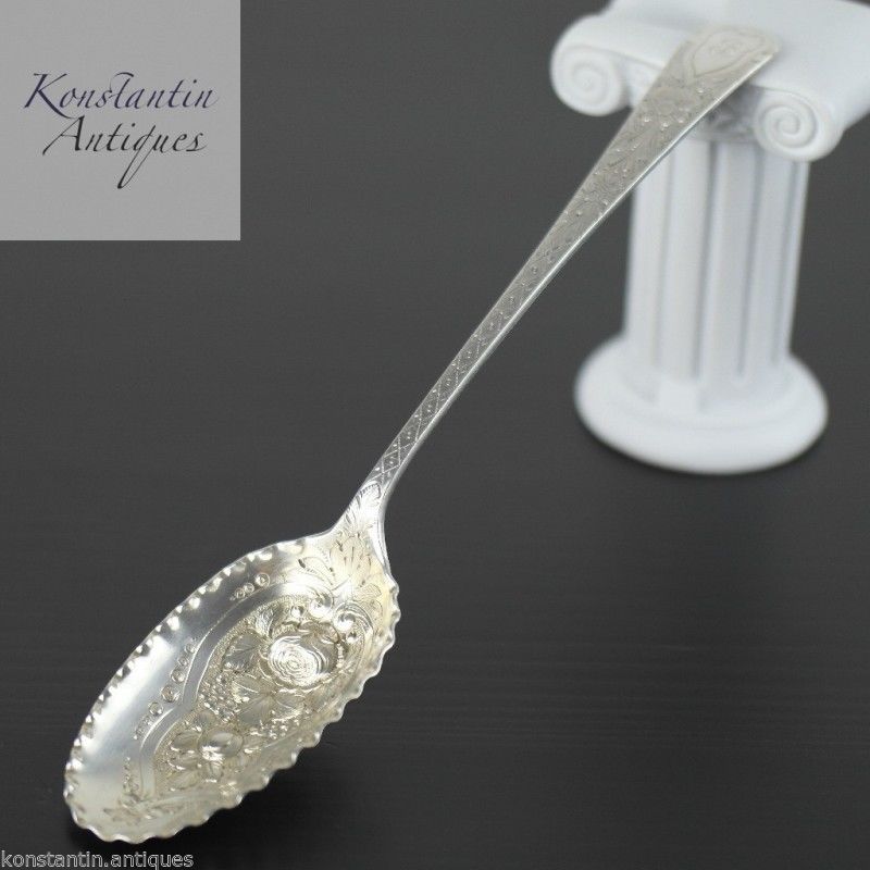 Antique 1903 sterling silver berry spoon Birmingham Nora Victorian