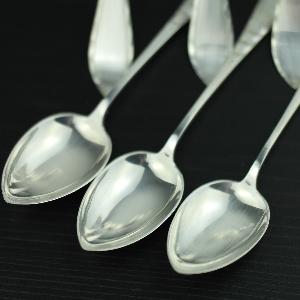 Antique set of six solid silver spoons 830s Scandinavian style Norway