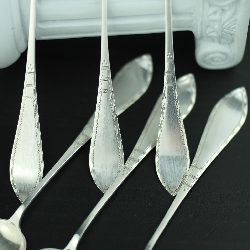 Antique set of six solid silver spoons 830s Scandinavian style Norway