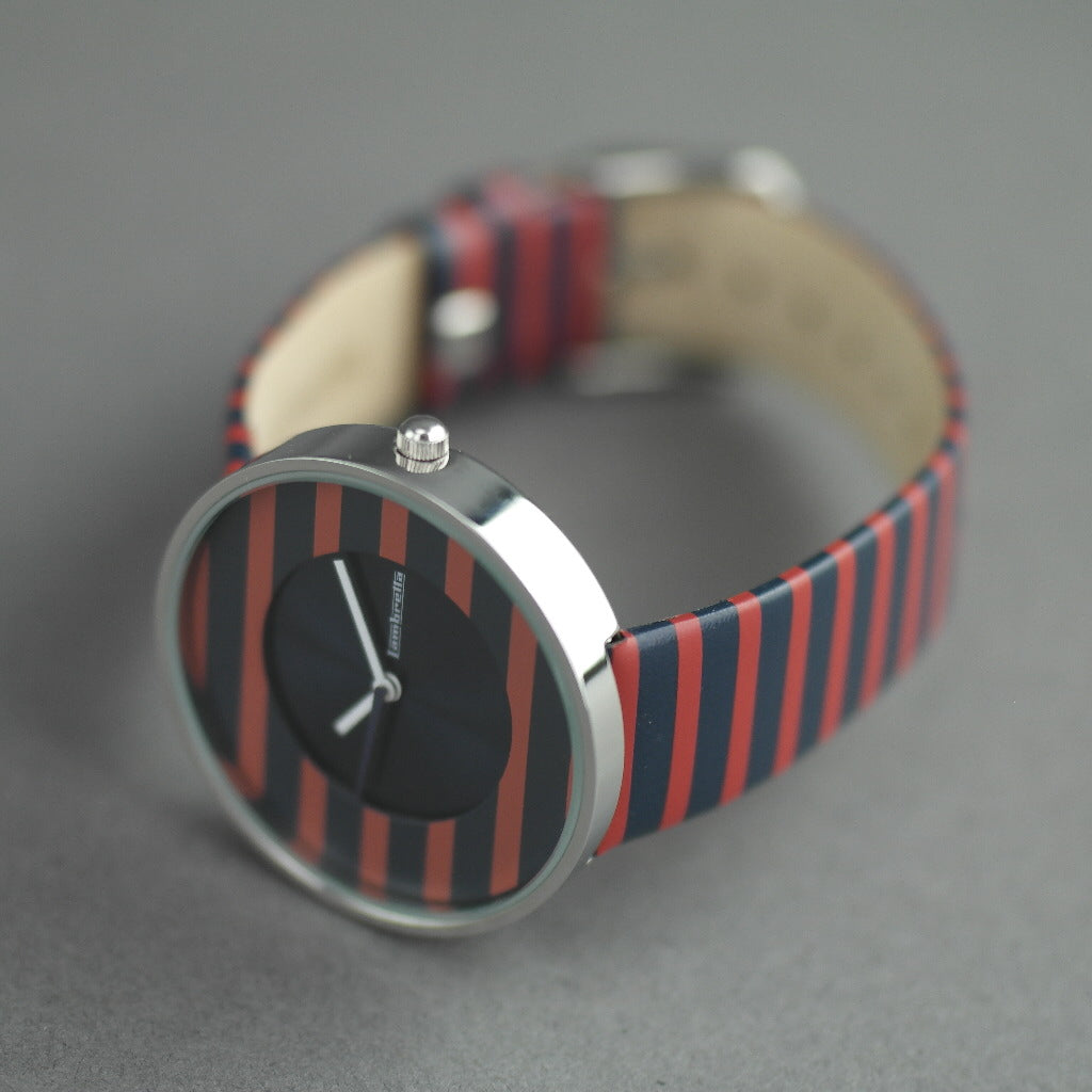 Lambretta Cielo Striped wrist watch with genuine leather strap