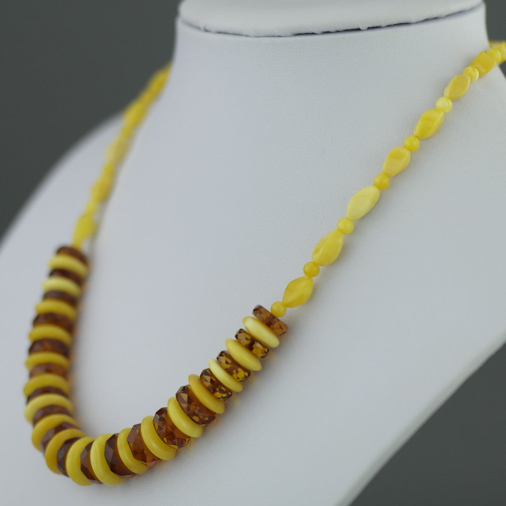 Elegant German Genuine Baltic Amber shaped beads necklace