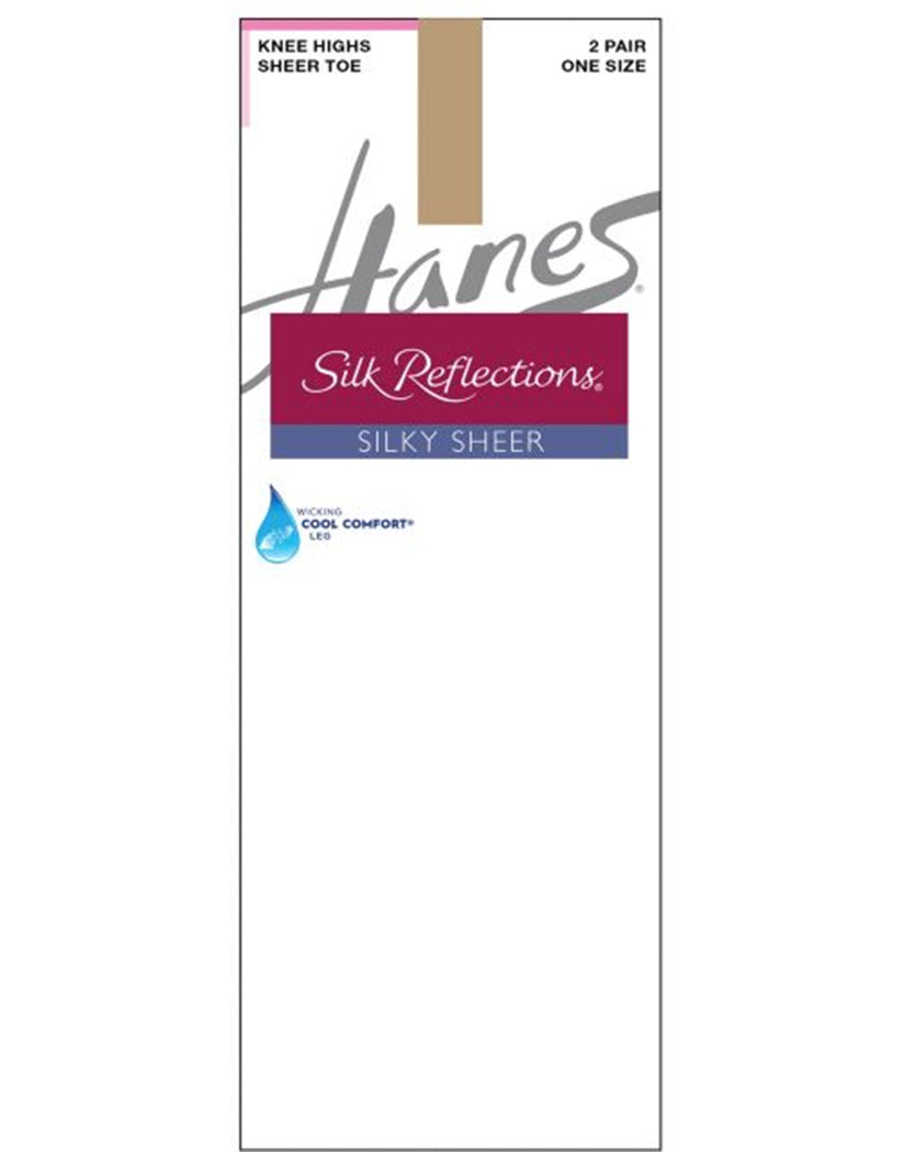 Hanes Women Silk Reflections 2-Pack Silky Sheer Sandalfoot Knee High Q00725