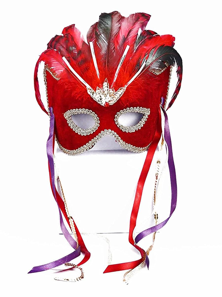 Red Venetian Costume Mask Adult One Size