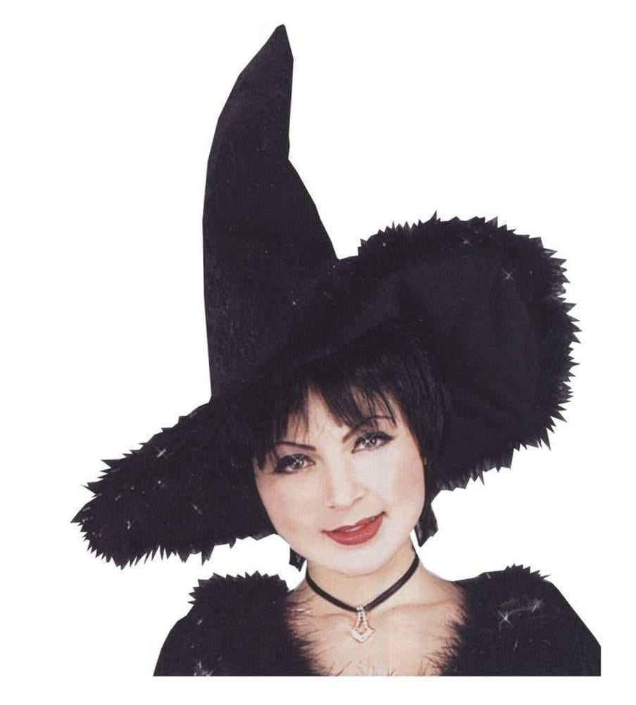 Witch Hat With Marabou Trim Costume Accessory Adult One Size