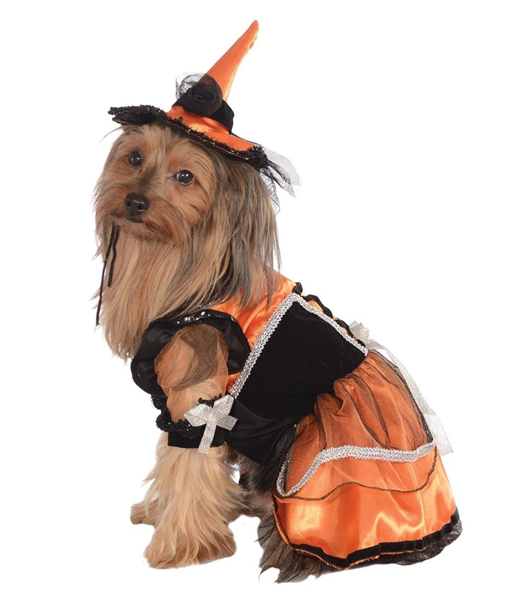 Orange Witch Pet Costume Dress W/ Hat