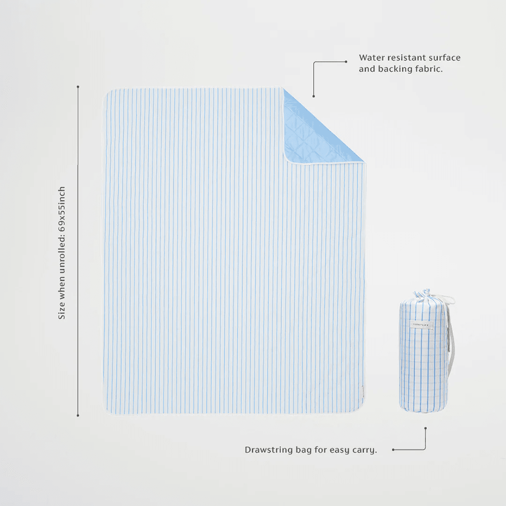 Beach & Picnic Blanket - Le Weekend Mid Blue-Cream