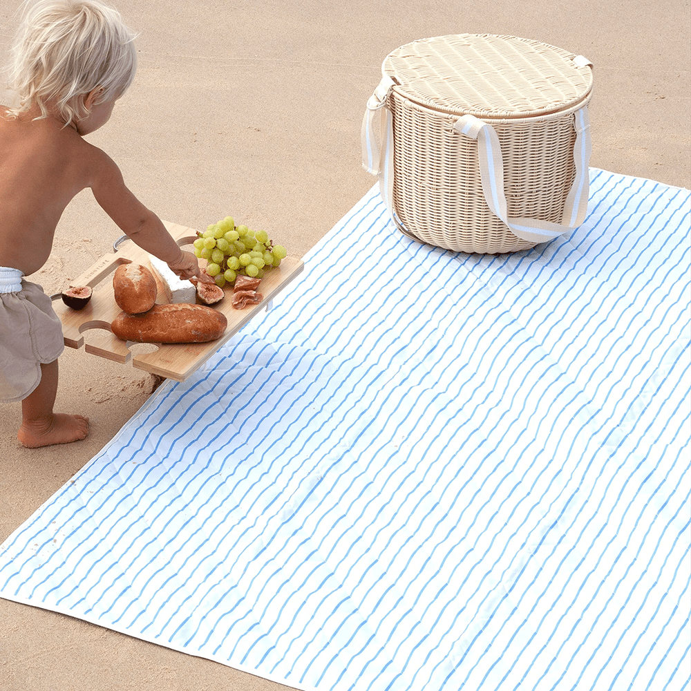 Beach & Picnic Blanket - Le Weekend Mid Blue-Cream