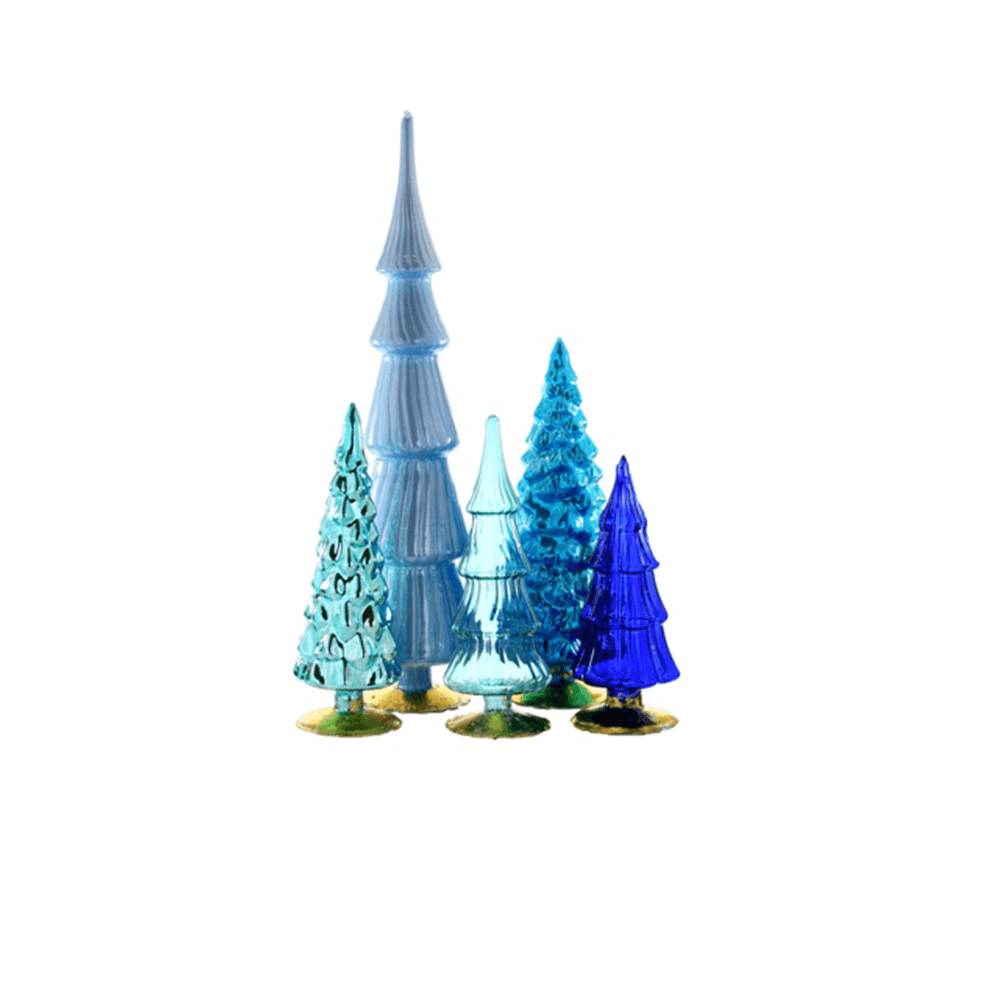 Blue Glass Trees, Set of Five