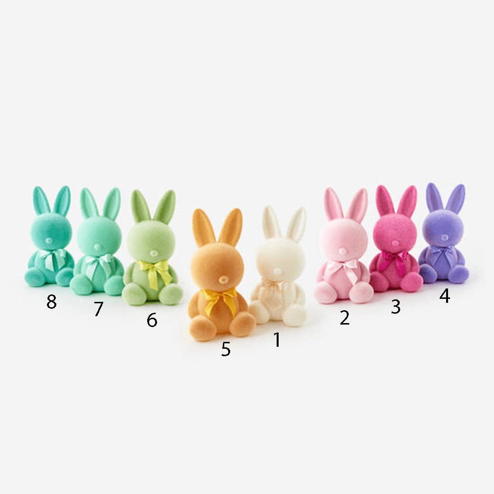 Flocked Sitting Bunny, Large - 8 Color Options