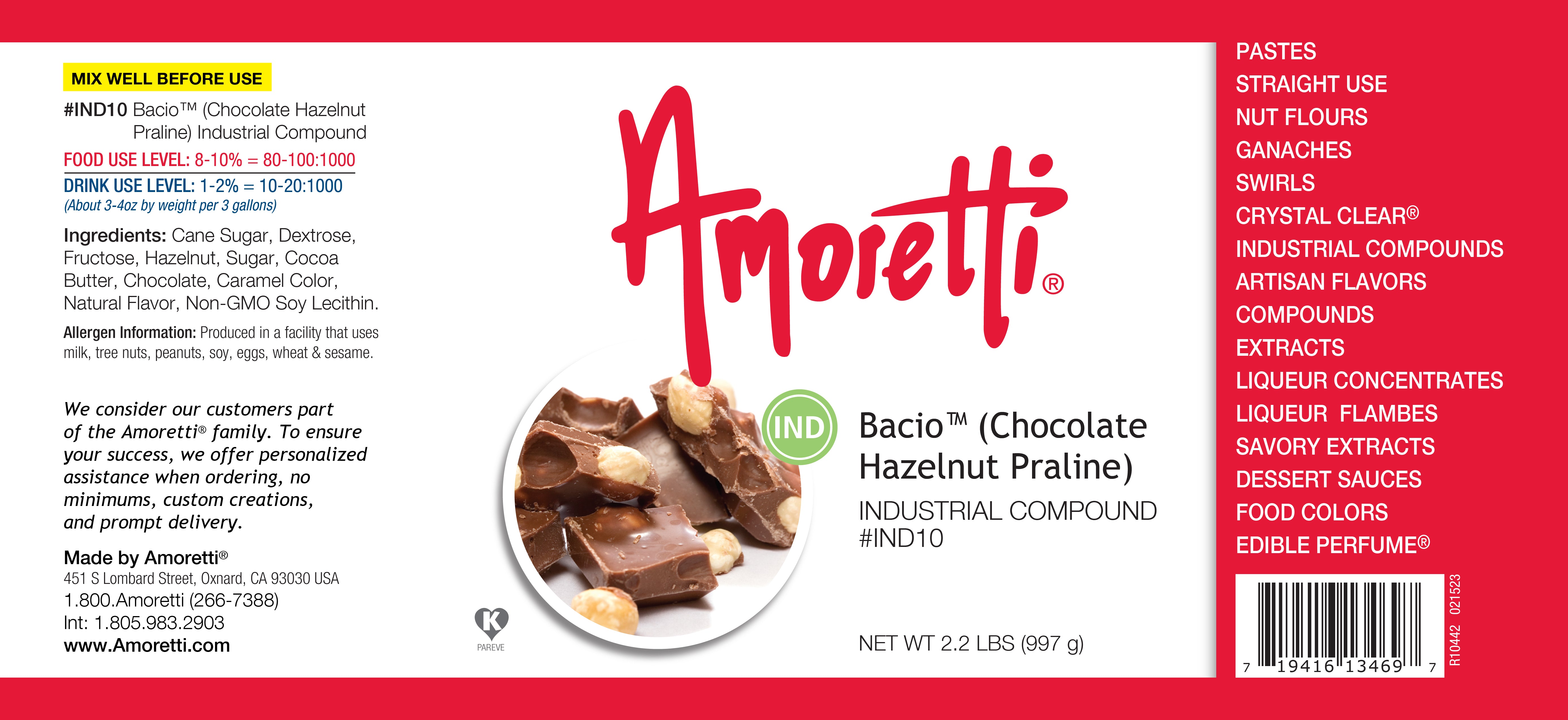 Bacio (Chocolate Hazelnut Praline) Industrial Compound