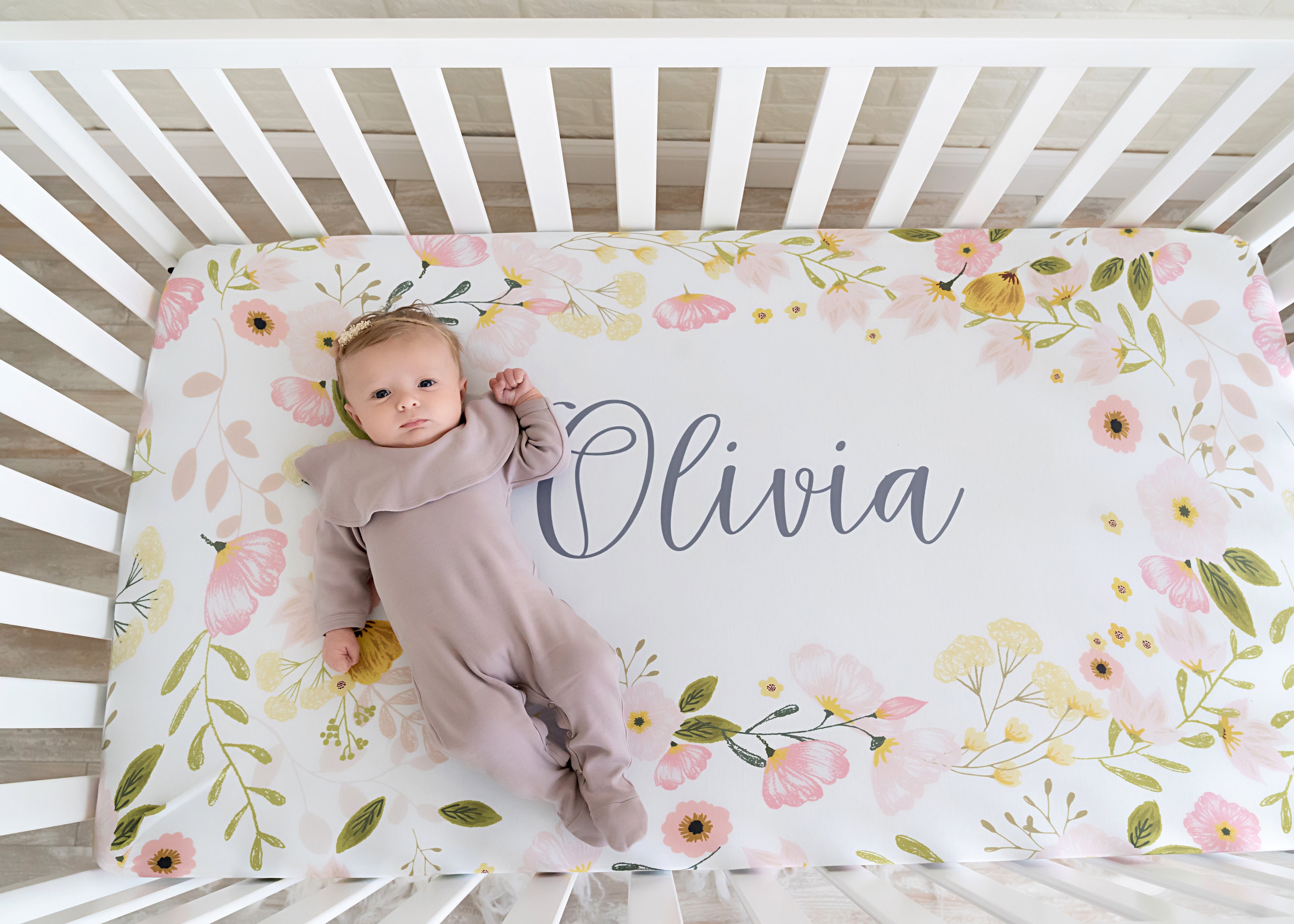 Blossom Personalized Crib Sheet