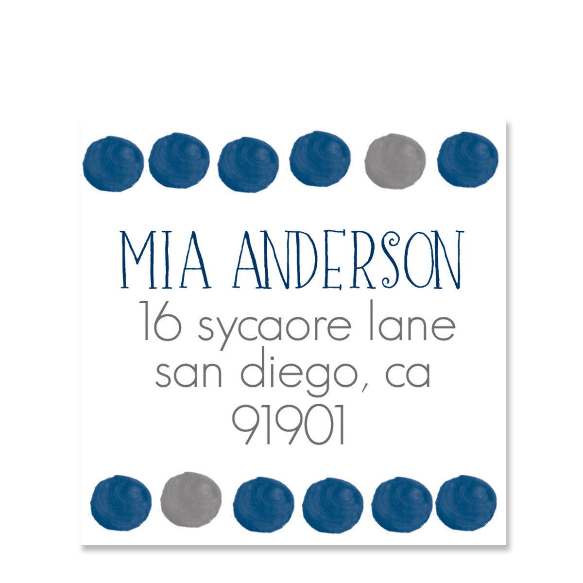 Blue Watercolor Dot Return Address Stickers