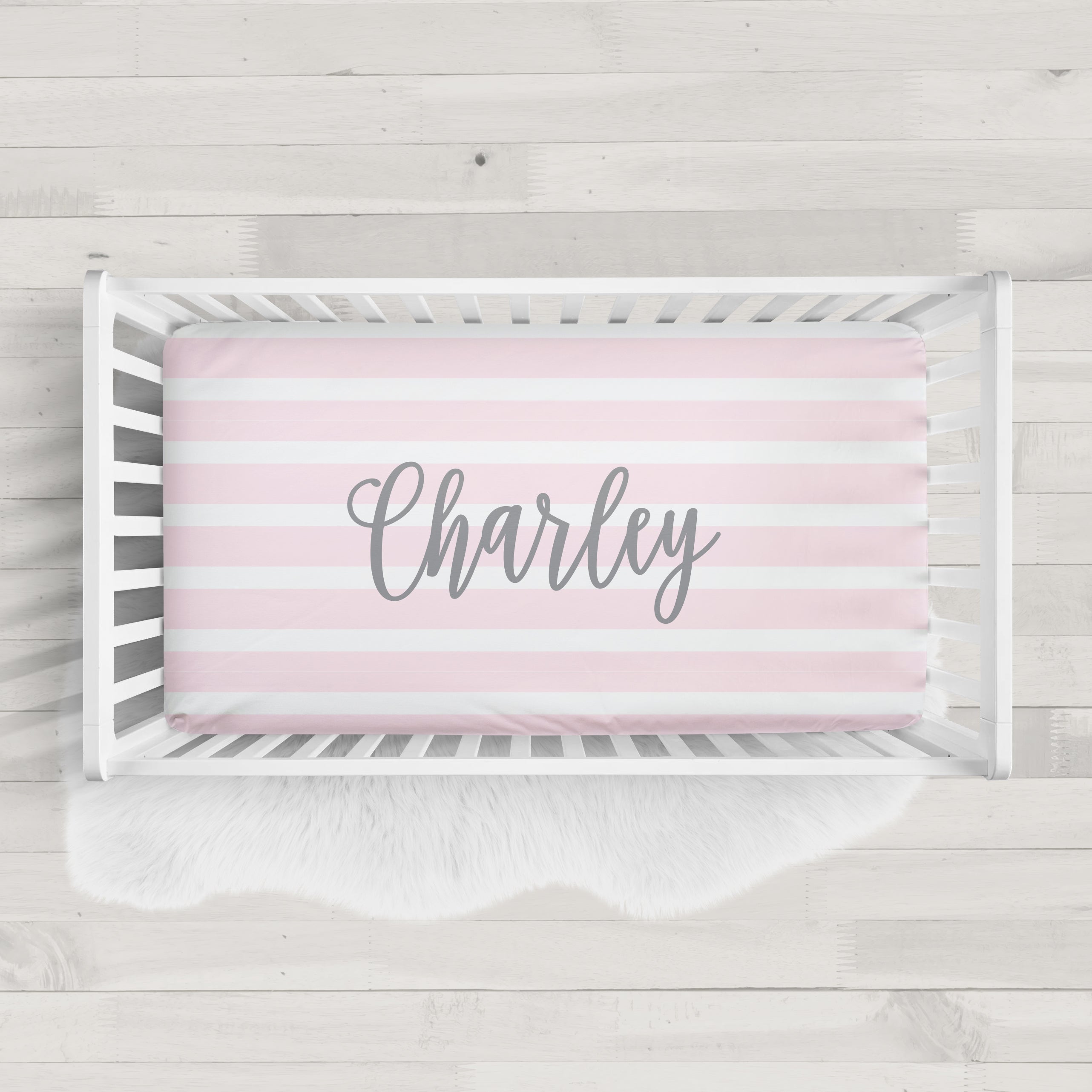 Striped Personalized Crib Sheet