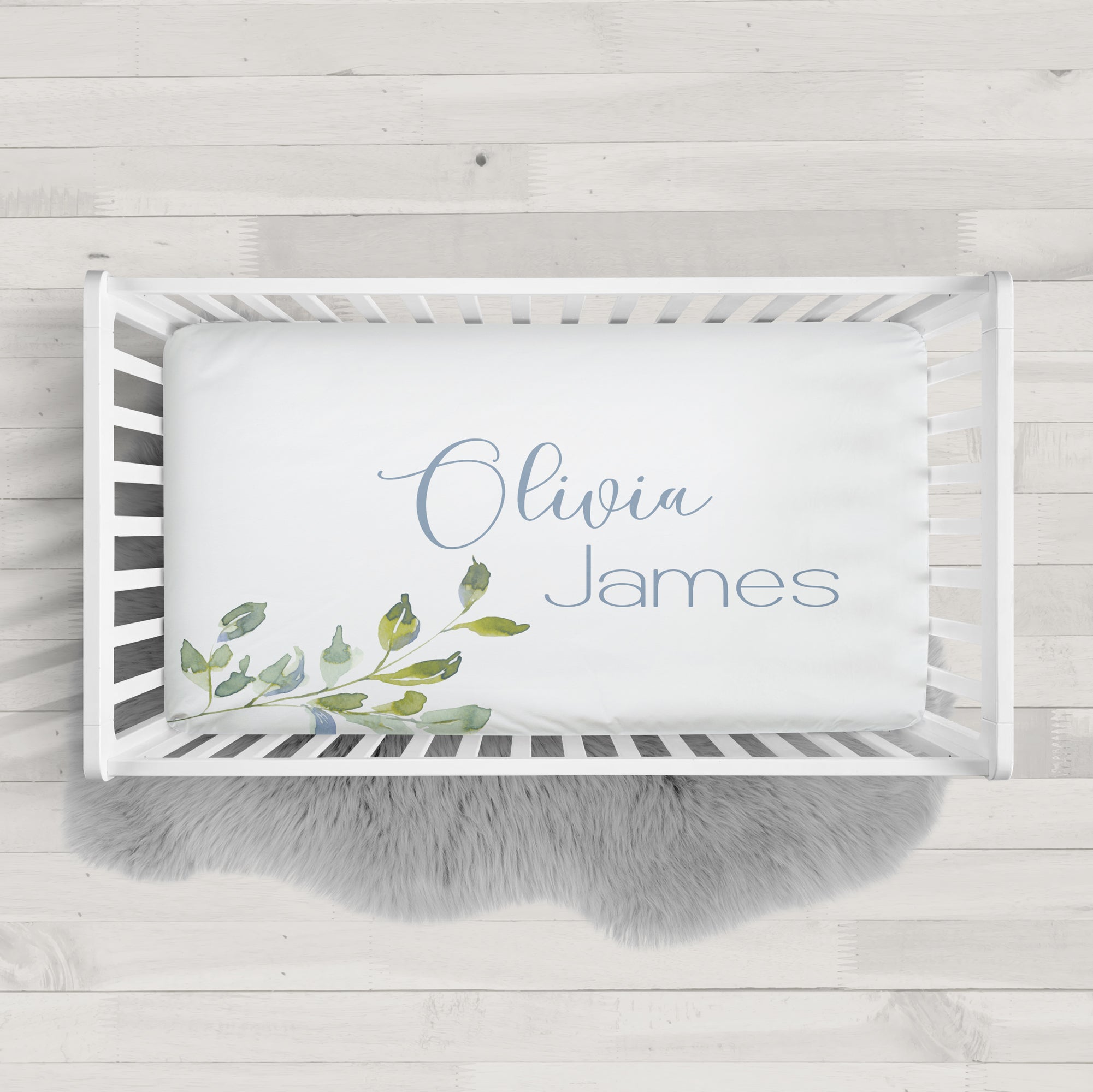 Simple Branch Personalized Crib Sheet