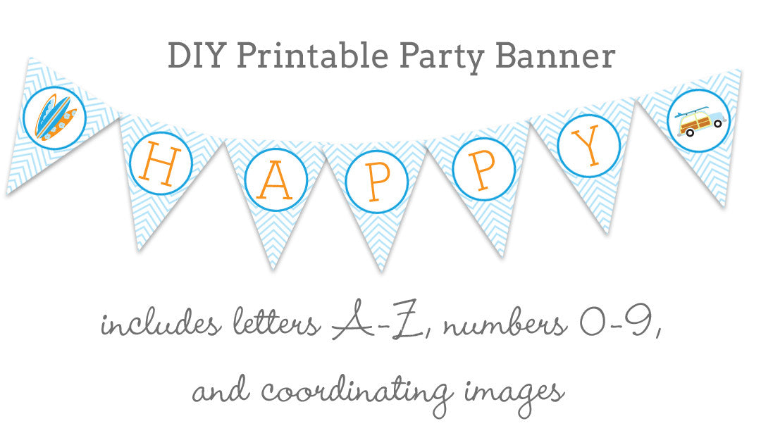 DIY Printable Party Banner - Surfer Theme