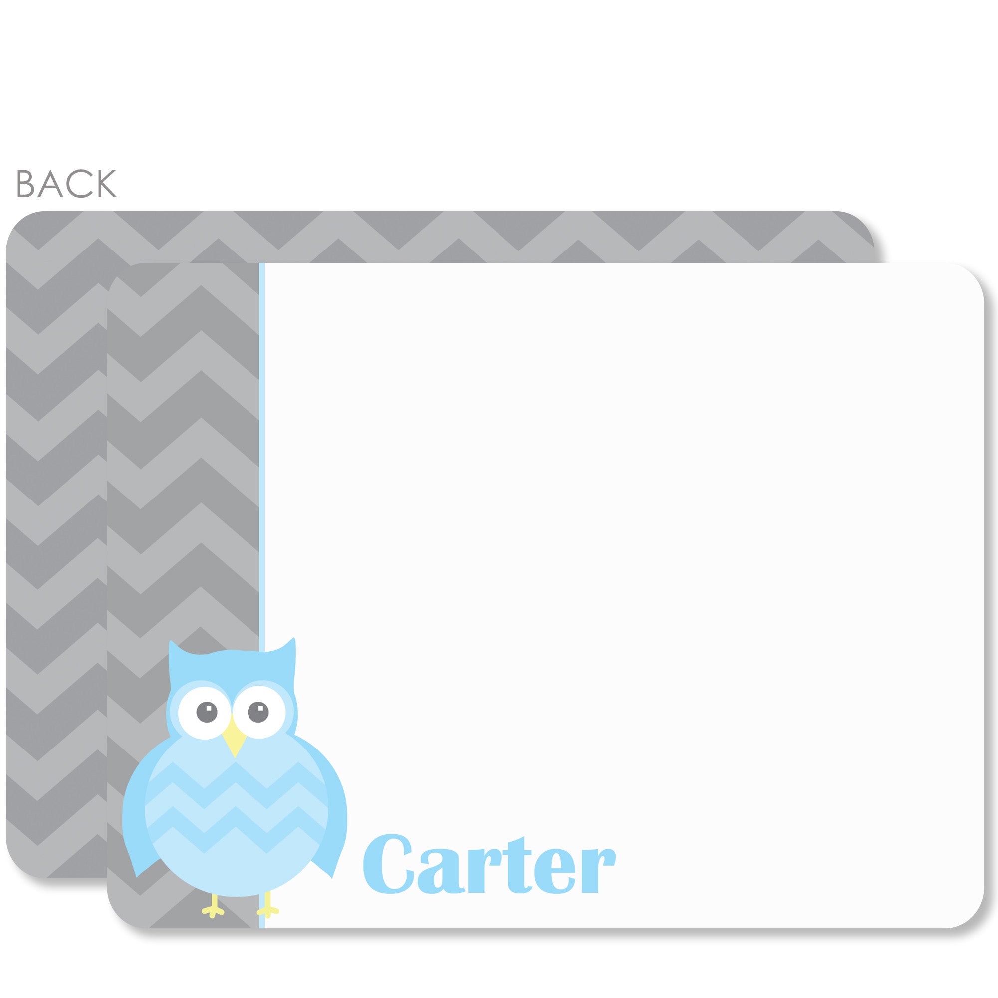 Owl Party Flat Notecards, Blue