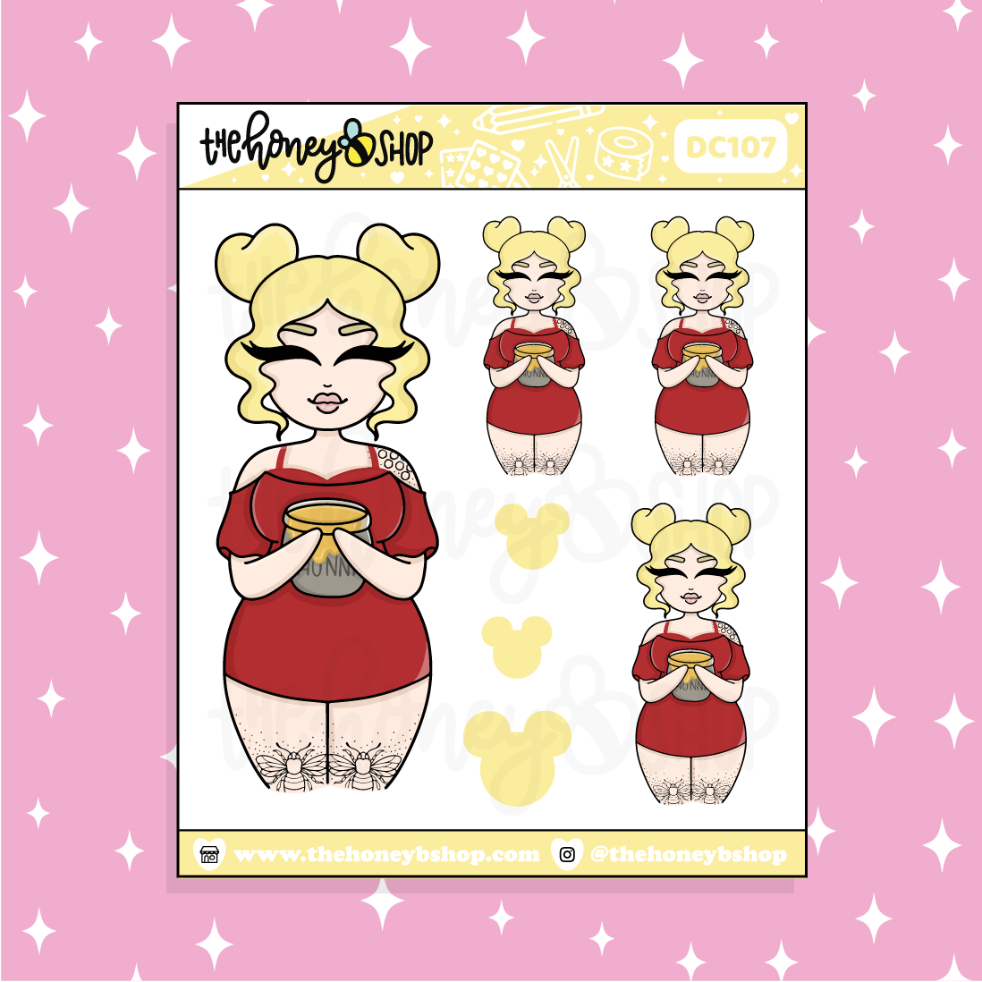 Tattooed Winnie Babe Doodle Sticker | Choose your Skin Tone!