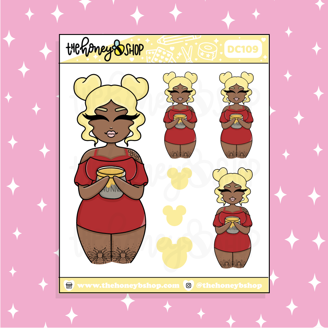 Tattooed Winnie Babe Doodle Sticker | Choose your Skin Tone!