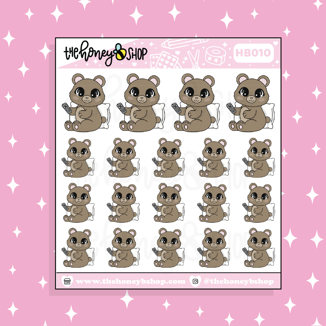 Watching TV Honey Bear Doodle Sticker | Choose Your Version