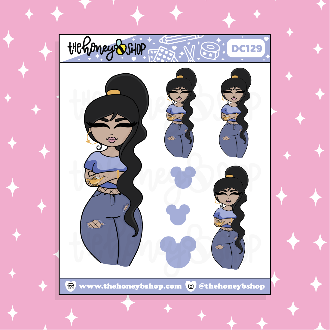 Tattooed Genie Babe Doodle Sticker | Choose your Skin Tone!