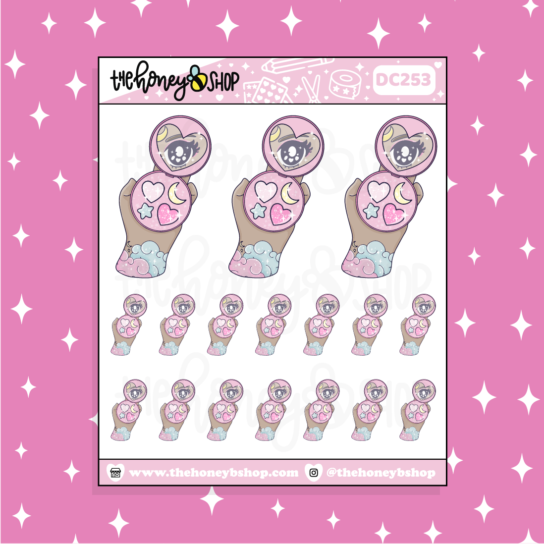 Pastel Moon Makeup Compact Doodle Sticker | Choose your Skin Tone!