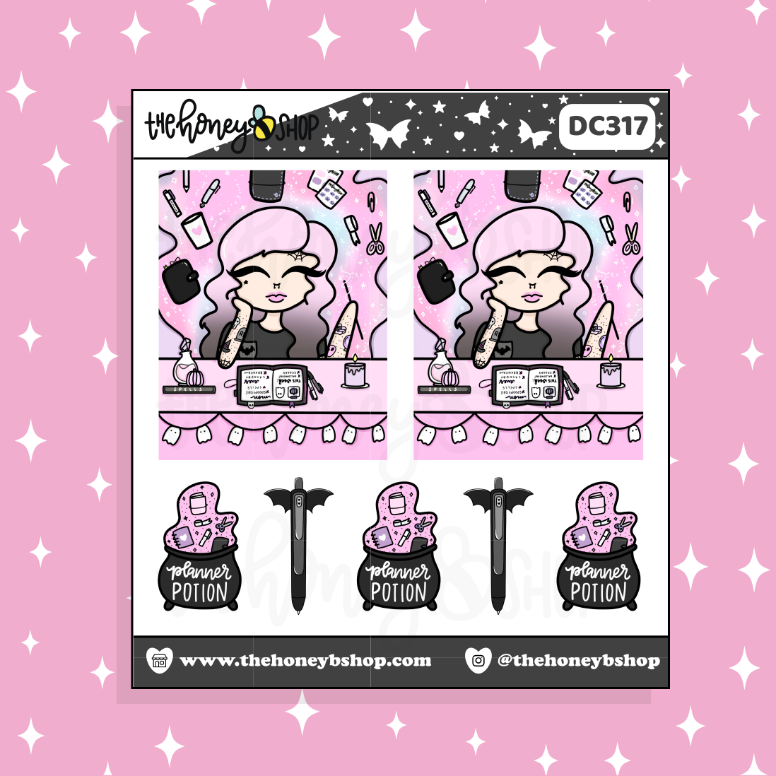 Planner Witch Babe Doodle Sticker | Choose your Skin Tone!