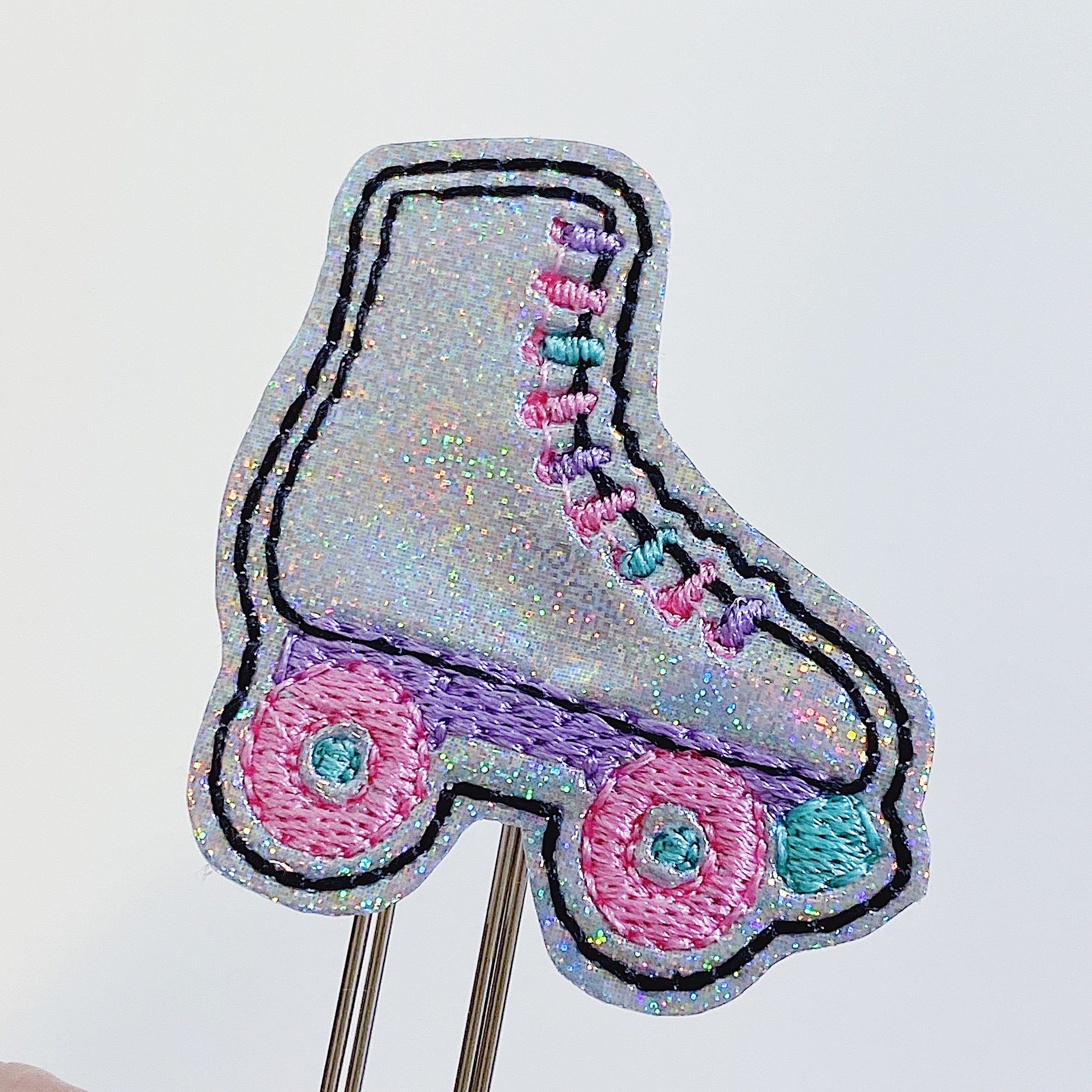 Holographic Roller Skate Feltie Planner Clip