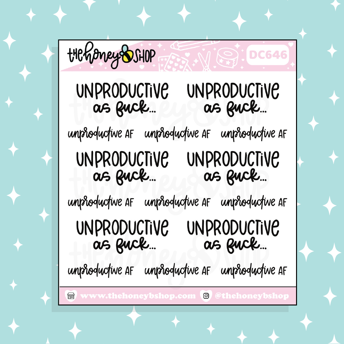 Unproductive AF Lettering Doodle Sticker