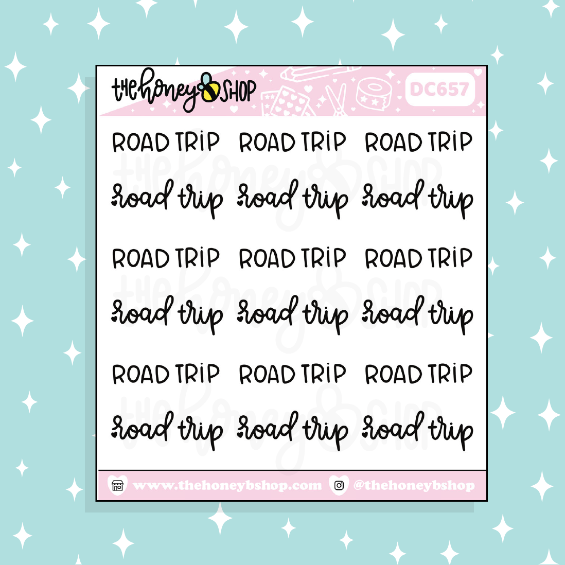 Road Trip Lettering Doodle Sticker