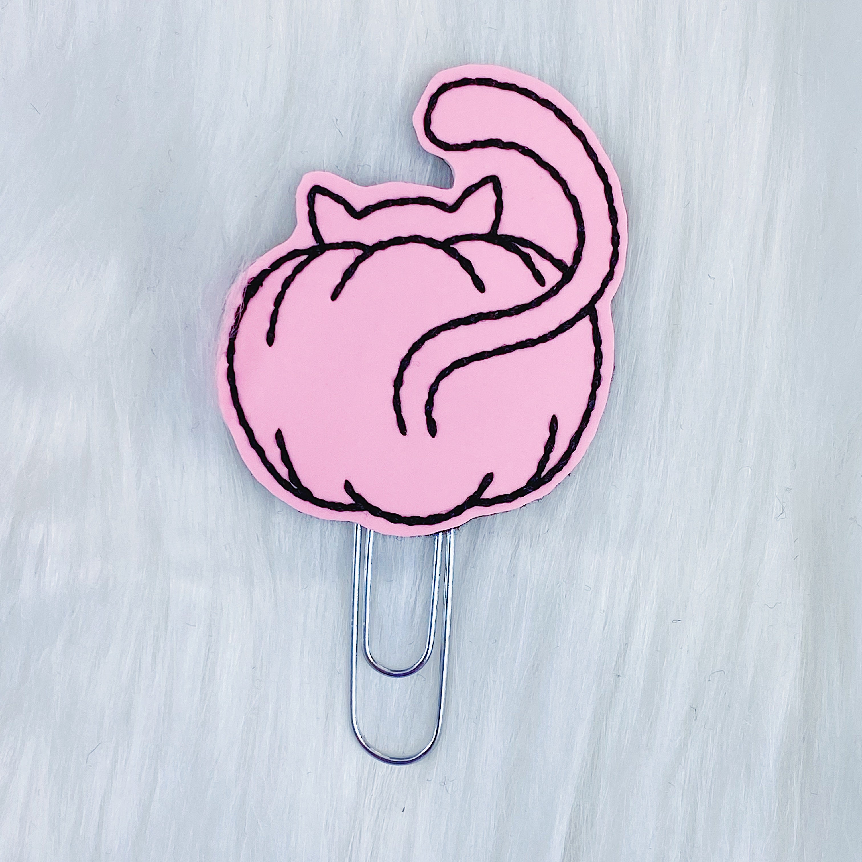 GLOW IN THE DARK Pink Pumpkin Cat Feltie Planner Clip