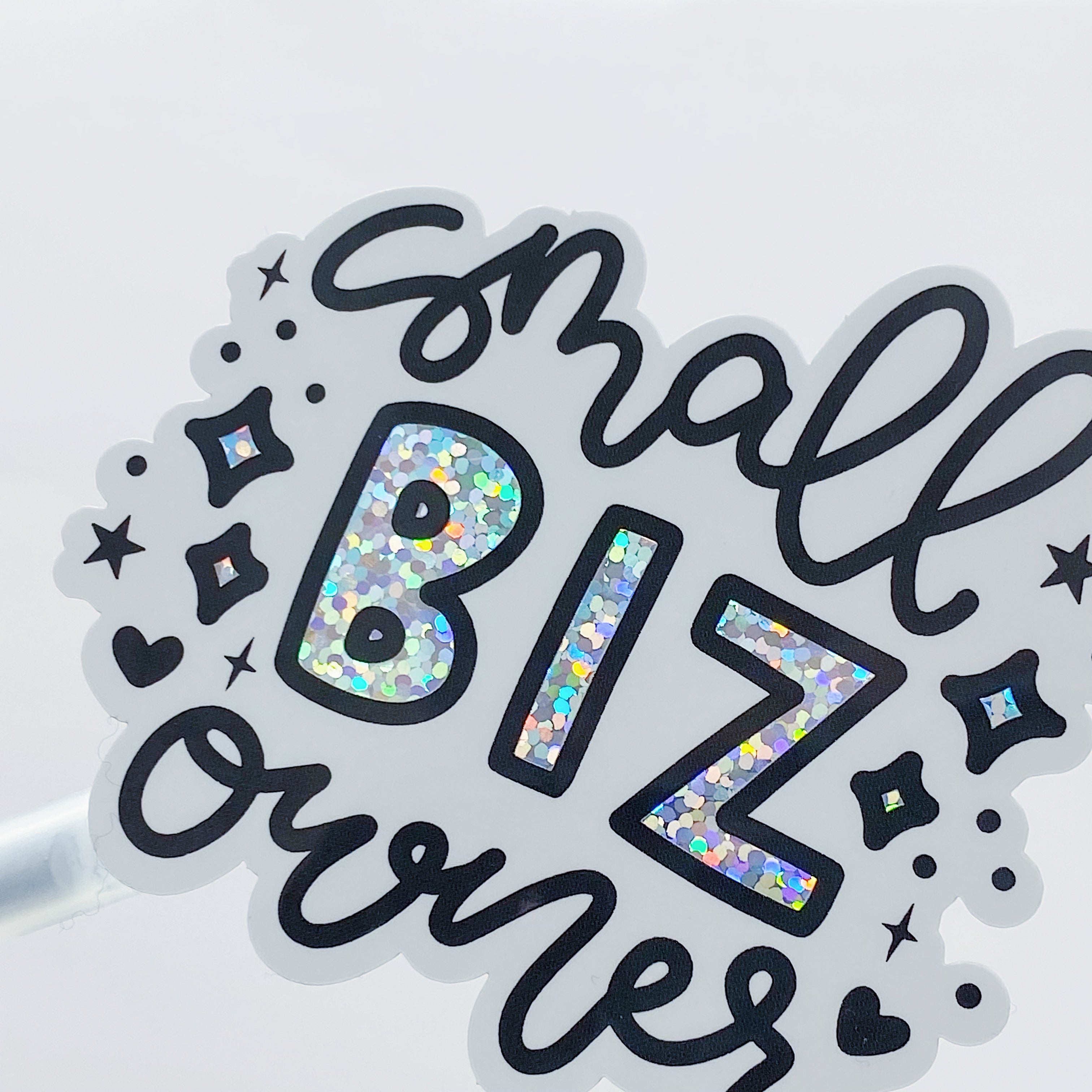 Small Biz Owner Vinyl Sticker Die Cut | Holographic Glitter