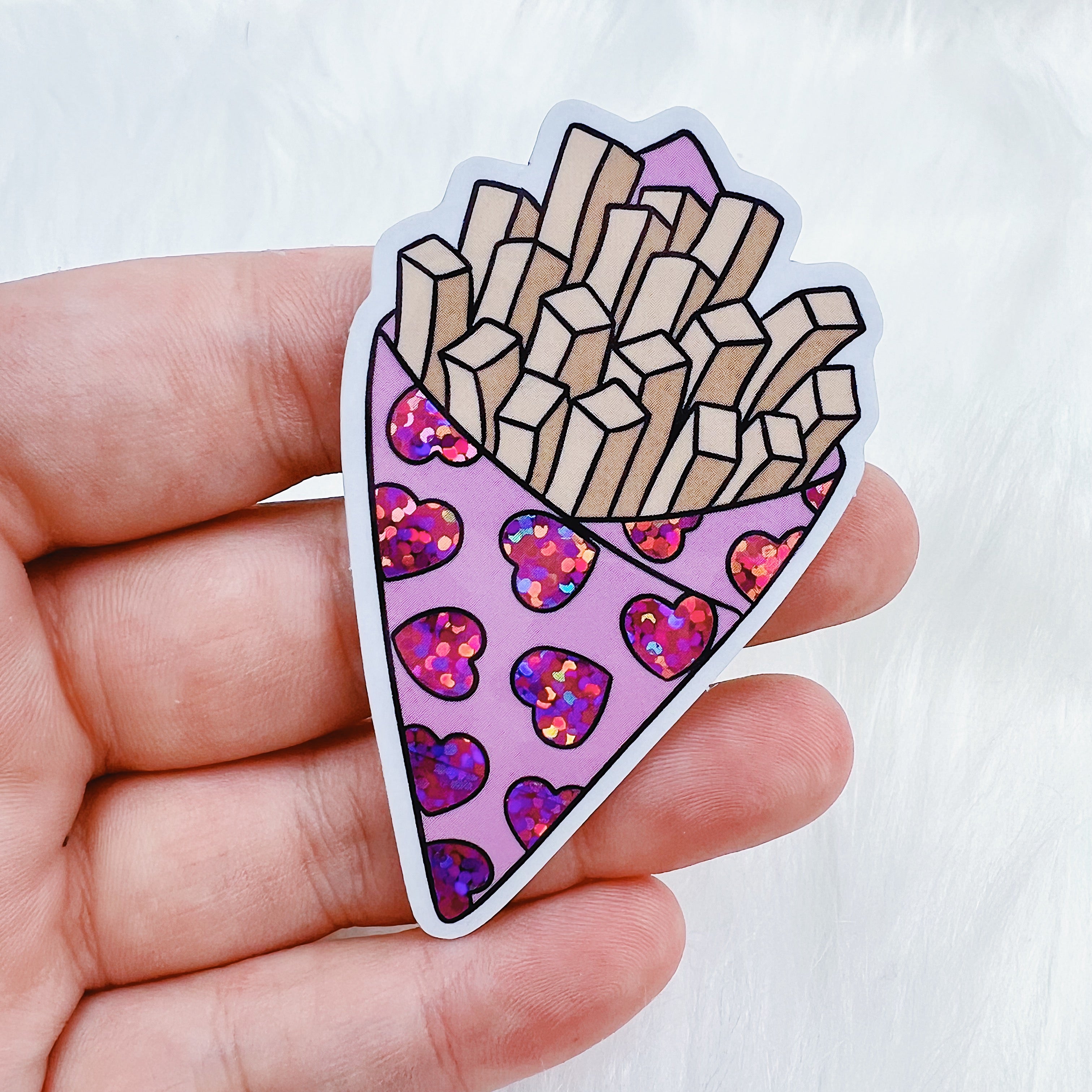 Fries Bouquet Glitter Vinyl Sticker Die Cut