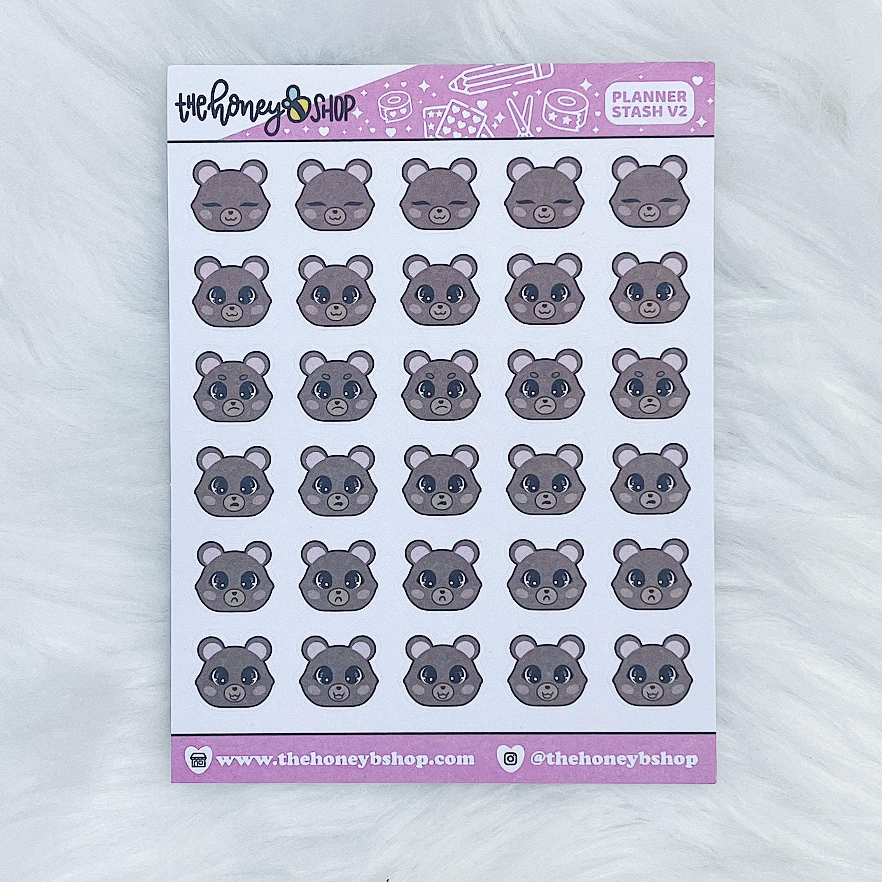 Honey Bear Emoti Doodle Sticker Sheet