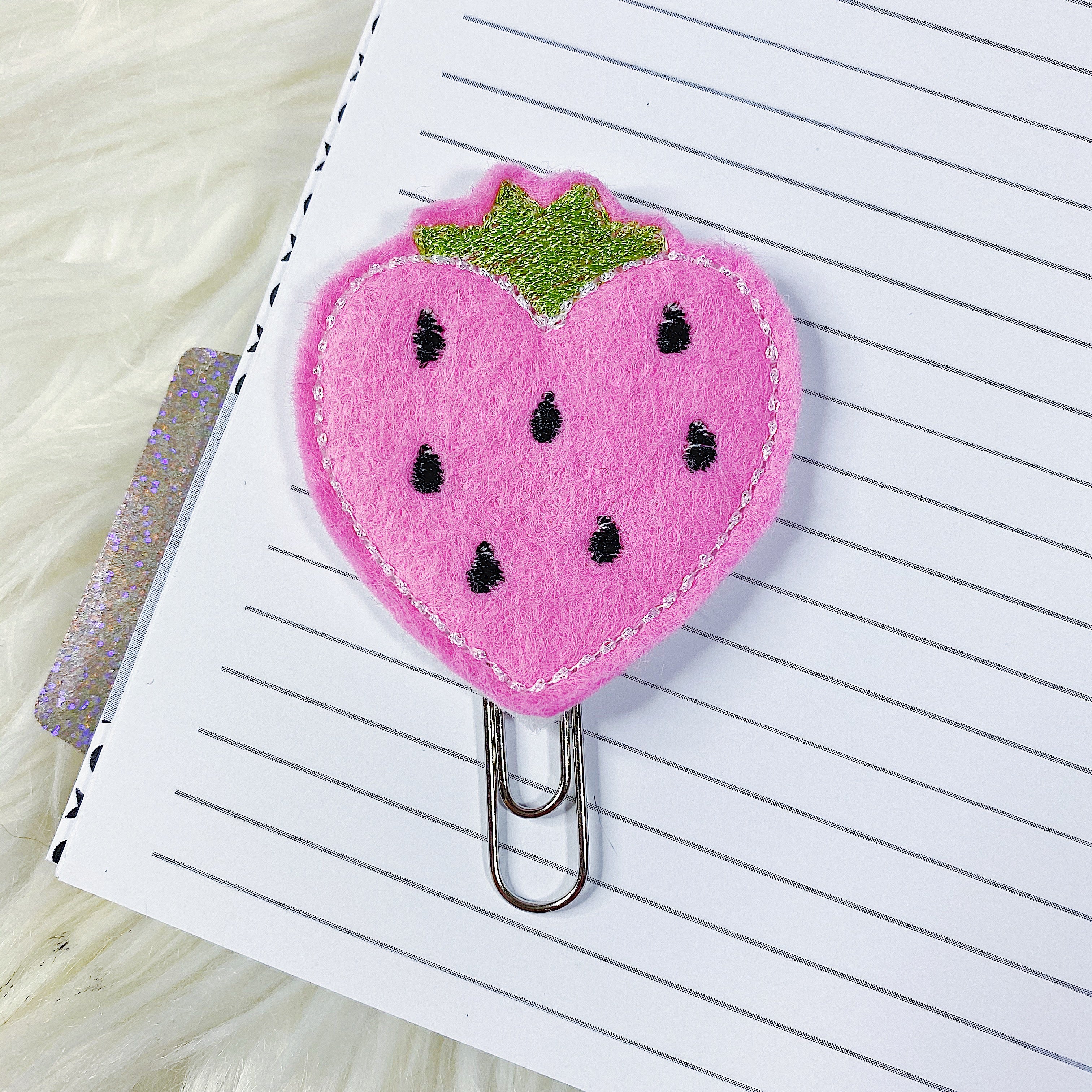 Strawberry Heart Feltie Planner Clip