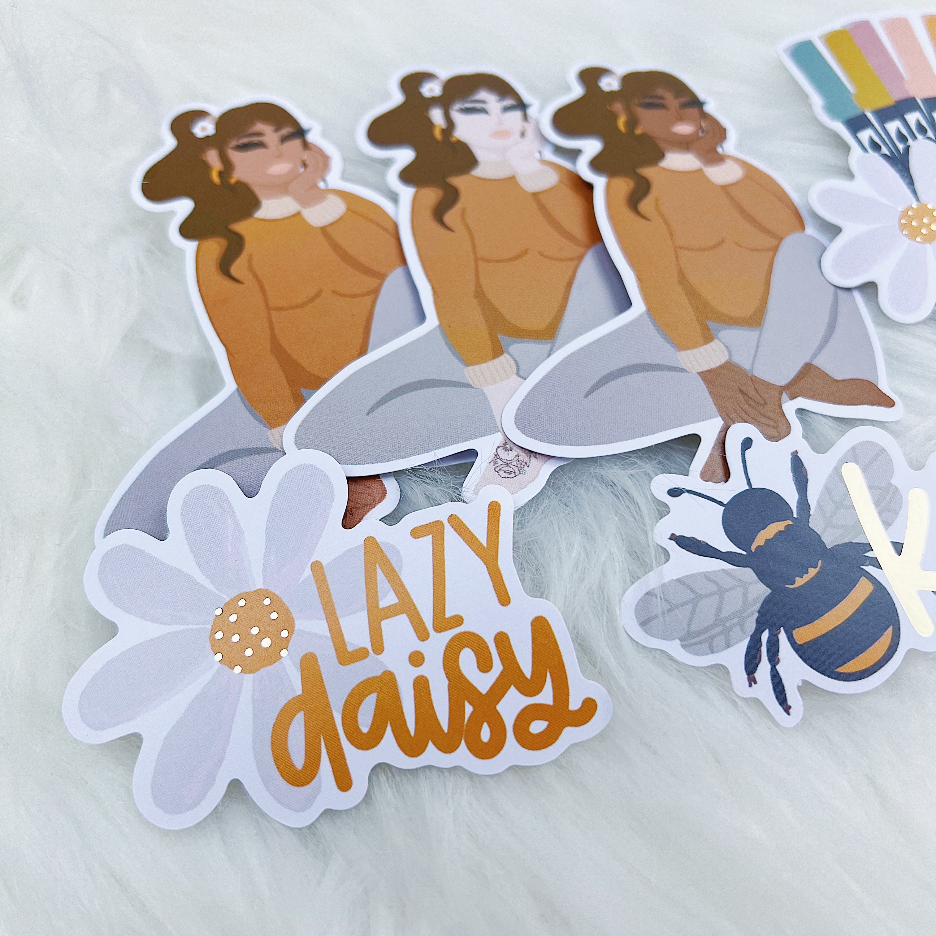 Homebody Sticker Vinyl Die Cut Pack | Soft Gold Foiled | ALL Skin Tones Included!